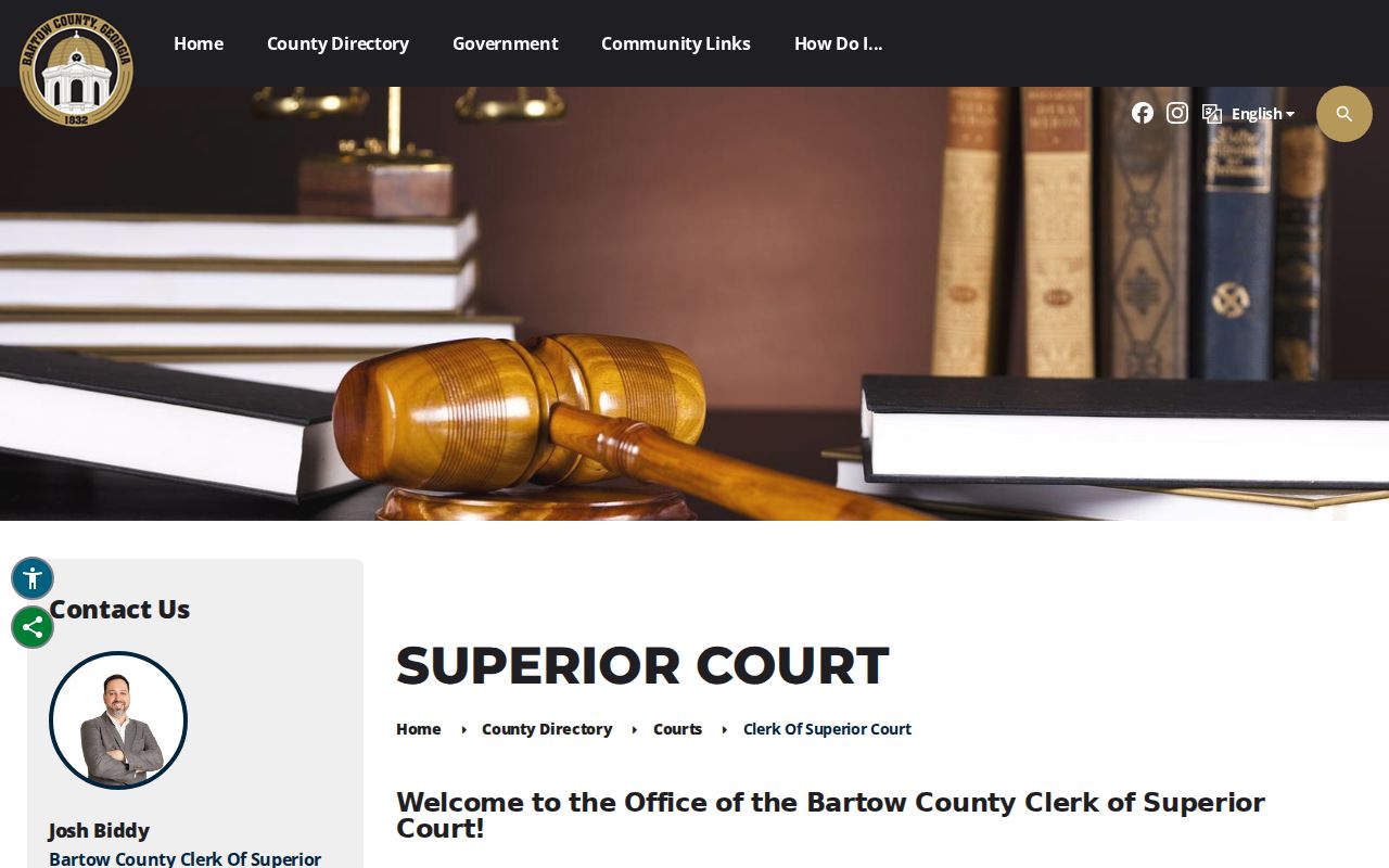 Bartow Superior Court Clerk records page for Cartersville deed and court access