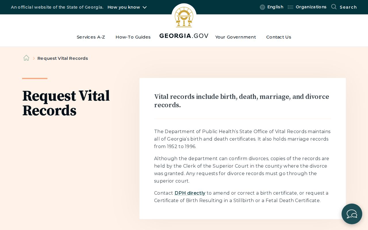 Georgia vital records request options for Cartersville family research